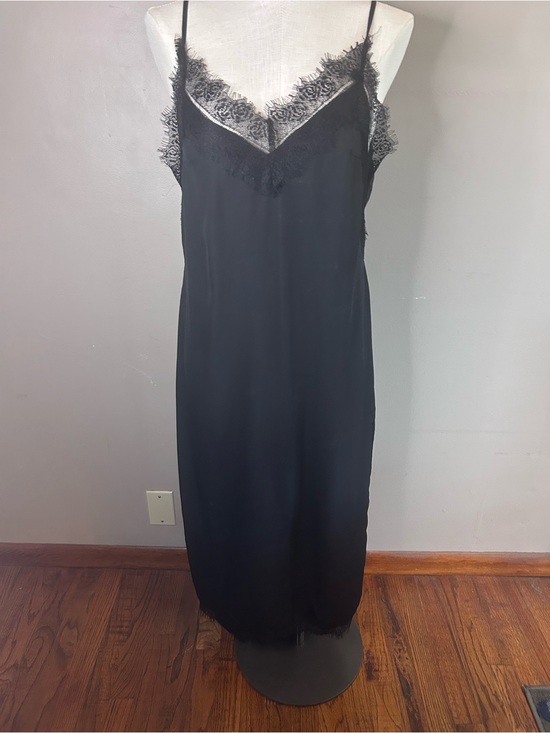 Nasty Gal Dresses & Skirts - Nasty Gal Black Lace-Trim Satin Slip Dress